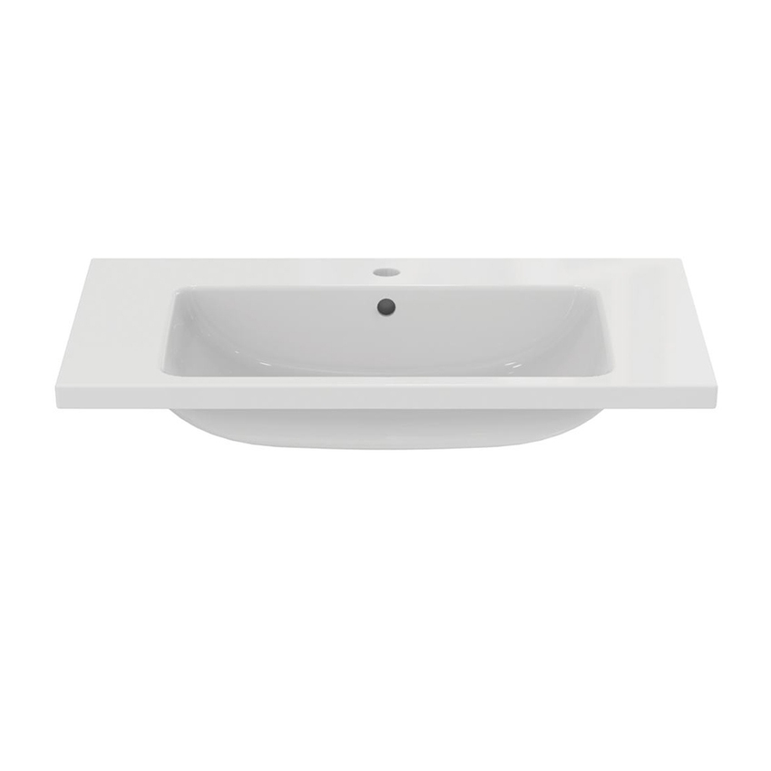 Ideal Standard I.LIFE B composizione bagno: mobile sottolavabo L.80 cm, colore  bianco finitura opaco, lavabo L.81 cm, colore bianco finitura lucido, miscelatore  monocomando finitura cromo T5271DU+T460401+A6550AA