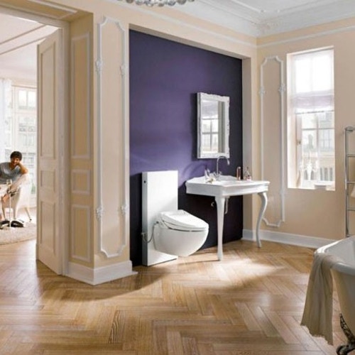 Immagine di Geberit AQUACLEAN 4000 vaso sospeso, senza brida, sedile con funzione bidet e chiusura ammortizzata, colore bianco 146.135.11.1