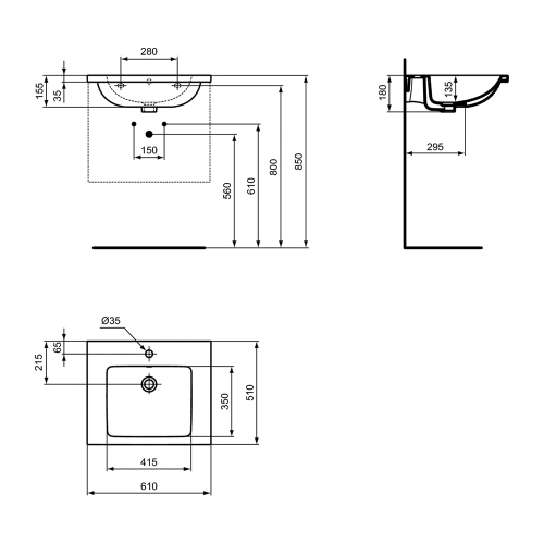 Immagine di Ideal Standard I.LIFE B set L.60 cm con mobile sottolavabo, finitura quercia chiara, lavabo, colore bianco finitura lucido, specchio rettangolare T5270NX+T460501