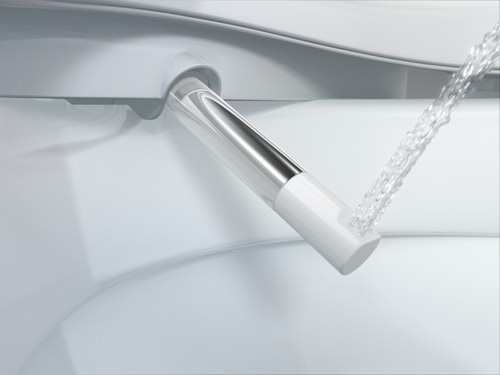 Immagine di Geberit AQUACLEAN 4000 vaso sospeso, senza brida, sedile con funzione bidet e chiusura ammortizzata, colore bianco 146.135.11.1