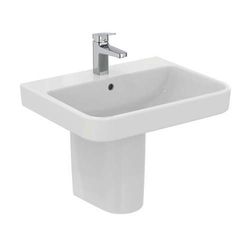 Immagine di Ideal Standard soluzione bagno completo, sanitari sospesi, lavabo 60 cm, vasca rettangolare 170x75, colore bianco finitura lucido, rubinetteria finitura cromo SING9