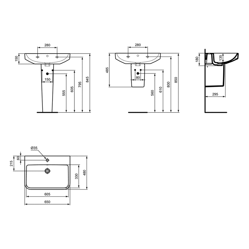 Immagine di Ideal Standard I.LIFE B lavabo top L.65 cm, monoforo, con troppopieno, colore bianco finitura lucido T460601