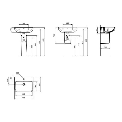 Immagine di Ideal Standard I.LIFE B lavabo top L.55 cm, monoforo, con troppopieno, colore bianco finitura lucido T460801
