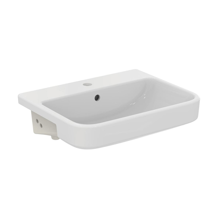 Immagine di Ideal Standard I.LIFE B lavabo da semincasso L.55 cm, monoforo, con troppopieno, colore bianco finitura lucido T461101