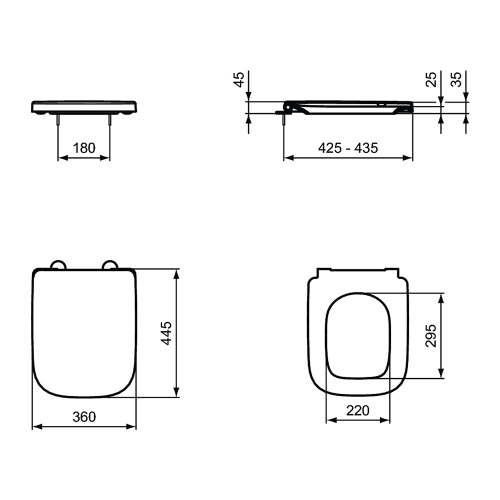 Immagine di Ideal Standard I.LIFE B set sanitari a terra, vaso filo parete senza brida, con sedile avvolgente a discesa rallentata, bidet monoforo con troppopieno, colore bianco finitura lucido T461601+T468301+T461701
