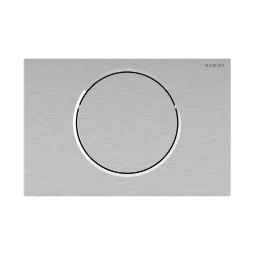Immagine di Geberit SIGMA10 placca di comando per WC con azionamento elettronico del risciacquo, funzionamento a batteria, risciacquo ad una quantità, per impugnatura di sostegno ribaltabile e radio, finitura acciaio spazzolato 115.869.SN.6