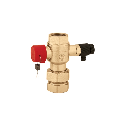 Immagine di Caleffi Valvola a sfera per intercettazione vasi d'espansione, con rubinetto di scarico e attacco 1 1/4" 558070