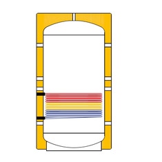 Immagine di ACV TST P 2E 300 Puffer primario in acciaio al carbonio con singolo serpentino per acqua calda di riscaldamento 300 litri 709359