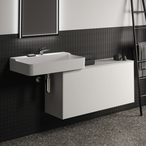 Immagine di Ideal Standard CONCA mobile sottolavabo sospeso L.120 H.55 P.37 cm, con 1 cassetto interno, interno colore antracite, esterno colore bianco finitura opaco T4320Y1