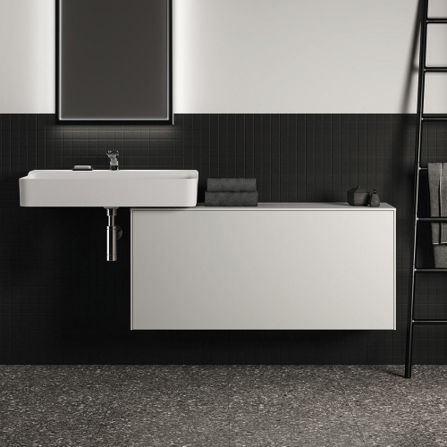 Immagine di Ideal Standard CONCA mobile sottolavabo sospeso L.120 H.55 P.37 cm, con 1 cassetto interno, interno colore antracite, esterno colore bianco finitura opaco T4320Y1