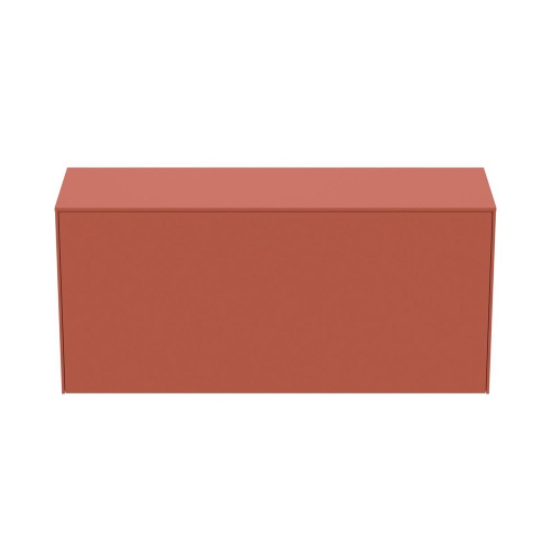 Immagine di Ideal Standard soluzione bagno completo, sanitari sospesi, lavabo 75 cm, colore bianco finitura lucido, mobile sottolavabo 120 cm, colore sunset finitura opaco, rubinetteria finitura magnetic grey SING4