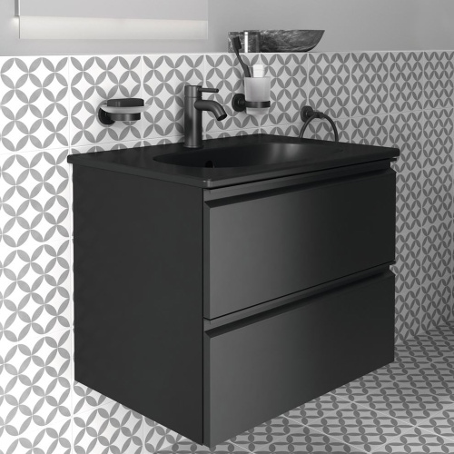 Immagine di Ideal Standard IOM portasapone in vetro opaco con supporto colore nero finitura opaco A9122XG