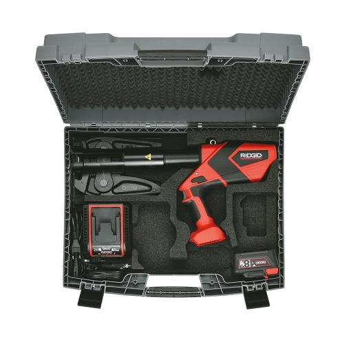 Immagine di Ridgid RP 352-XL kit pressatrice con cassetta di trasporto, batteria da 18 V 5,0 Ah e caricabatterie rapido, senza attuatore 32 kN-XL 75798