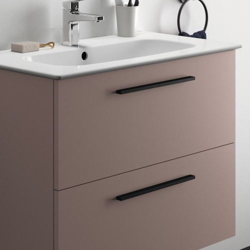 Immagine di Ideal Standard I.LIFE A set con mobile sottolavabo L.60 cm, 2 cassetti, colo bianco finitura opaco e lavabo L.60 cm con foro rubinetteria e troppopieno, colore bianco finitura lucido T5255DU+T461901