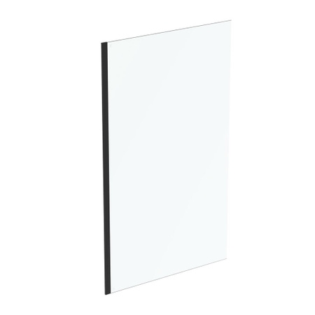 Immagine di Ideal Standard CONNECT 2 cabina doccia walk-in L.117.7 H.195 P.1.4 cm, per installazione ad angolo o centro parete, vetro temperato trasparente, colore nero finitura opaco K9379V3
