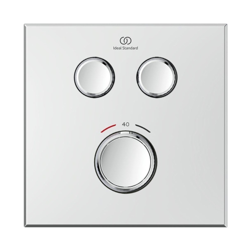 Immagine di Ideal Standard CERATHERM NAVIGO miscelatore termostatico quadrato a 2 vie, senza corpo incasso, con tecnologia Navigo, finitura cromo A7302AA