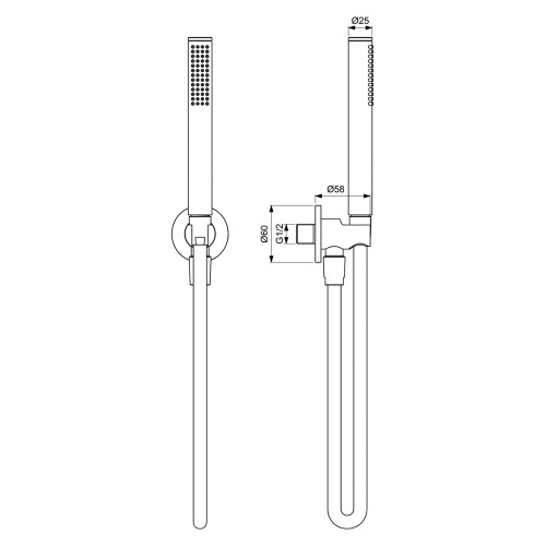 Immagine di Ideal Standard IDEALRAIN mikit per doccia con doccetta stick, raccordo erogatore con supporto fisso e flessibile L.175 cm, finitura cromo BC544AA