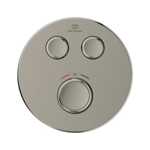 Immagine di Ideal Standard soluzione bagno doppio lavabo 60 cm su mensola 180 cm, colore bianco finitura lucido, doccia rettangolare 120x90 cm, colore grigio cemento finitura pietra opaco, rubinetteria finitura silver storm SING10
