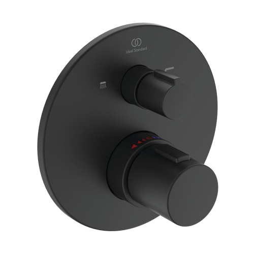 Immagine di Ideal Standard soluzione bagno completo, sanitari sospesi, lavabo con mobile 60 cm, doccia rettangolare 100x70, colore nero finitura opaco, rubinetteria colore nero finitura opaco SING8