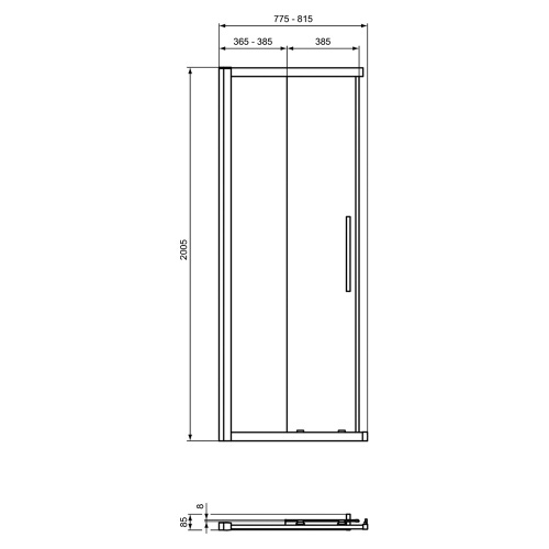 Immagine di Ideal Standard soluzione bagno completo, sanitari sospesi, lavabo con mobile 80 cm, doccia rettangolare 120x80 cm, colore bianco, rubinetteria finitura cromo SING11