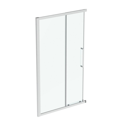 Immagine di Ideal Standard I.LIFE lato singolo per cabina doccia ad angolo L.122 H.201 P.9 cm, con apertura scorrevole, vetro temperato trasparente, profilo finitura brill lucido T4859EO