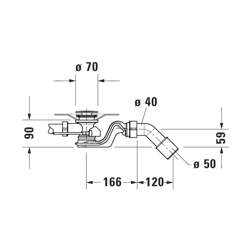 Immagine di Duravit QUADROVAL colonna di scarico con troppopieno, per vasche con scarico centrale, diametro dello scarico 5.2 cm, finitura cromo 792206000001000