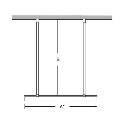 Immagine di Ideal Standard CONNECT 2 cabina doccia walk-in L.117.7 H.195 P.1.4 cm, per installazione ad angolo o centro parete, vetro temperato trasparente, colore nero finitura opaco K9379V3
