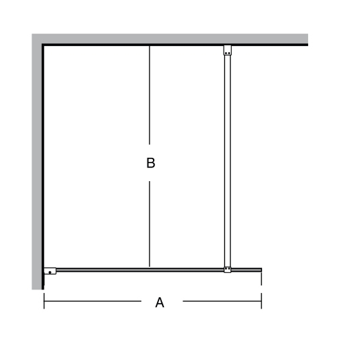 Immagine di Ideal Standard CONNECT 2 cabina doccia walk-in L.117.7 H.195 P.1.4 cm, per installazione ad angolo o centro parete, vetro temperato trasparente, colore nero finitura opaco K9379V3