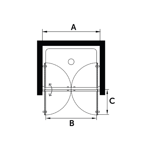 Immagine di Ideal Standard CONNECT 2 porta per doccia tipo saloon L.102 H.196 P.6 cm, con ante battenti, vetro temperato trasparente, colore nero seta finitura opaco K9296V3