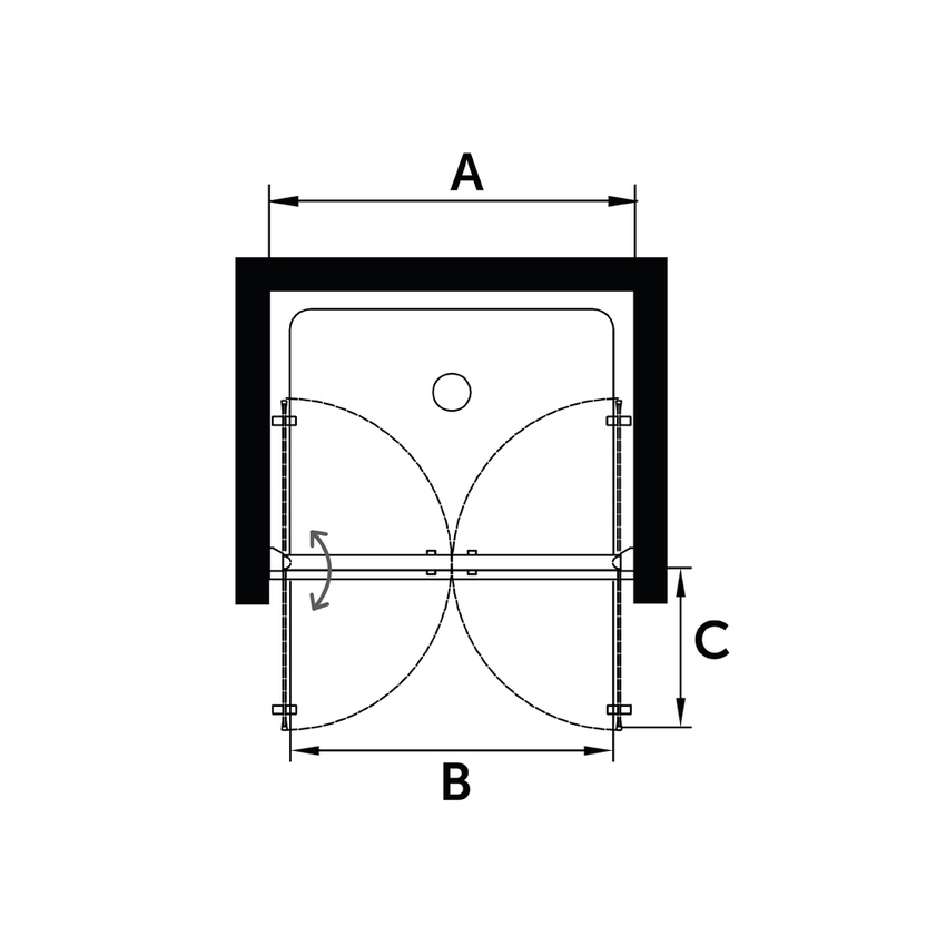 Immagine di Ideal Standard CONNECT 2 porta per doccia tipo saloon L.102 H.196 P.6 cm, con ante battenti, vetro temperato trasparente, colore nero seta finitura opaco K9296V3