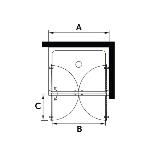Immagine di Ideal Standard CONNECT 2 porta per doccia tipo saloon L.102 H.196 P.6 cm, con ante battenti, vetro temperato trasparente, colore nero seta finitura opaco K9296V3