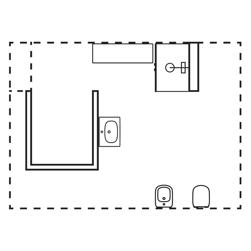 Immagine di Ideal Standard soluzione bagno completo, sanitari sospesi, lavabo con mobile 60 cm, doccia rettangolare 100x70, colore nero finitura opaco, rubinetteria colore nero finitura opaco SING8