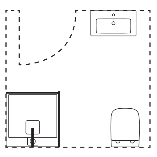 Immagine di Ideal Standard soluzione bagno completo, sanitari sospesi, lavabo con mobile 80 cm, doccia rettangolare 120x80 cm, colore bianco, rubinetteria finitura cromo SING11