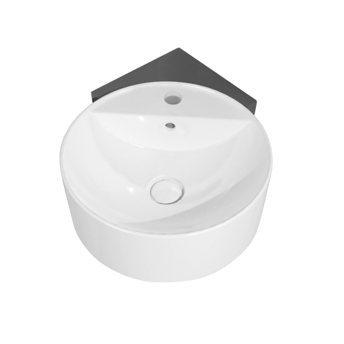 Immagine di Flaminia TWIN SET SLIM 42 lavabo 42 cm sospeso, monoforo, con troppopieno, con staffa di fissaggio ad angolo, colore bianco finitura lucido TW42S+TS02/42