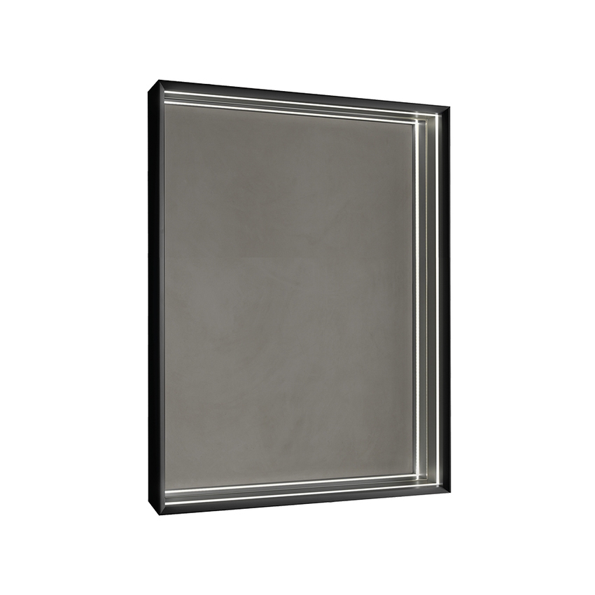 Immagine di Flaminia APP specchio L.100 H.70 cm, reversibile, con illuminazione led su tutto il perimetro, con cornice verniciata, colore nero finitura opaco AP100NE