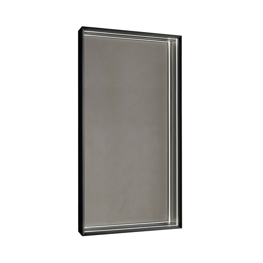 Immagine di Flaminia APP specchio L.150 H.50 cm, reversibile, con illuminazione led su tutto il perimetro, con cornice verniciata, colore nero finitura opaco AP150NE