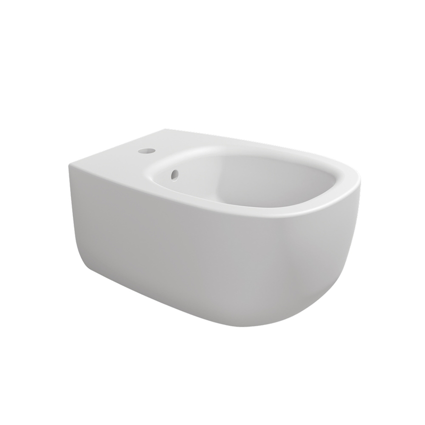 Immagine di Flaminia BONOLA set sanitari sospesi, vaso con sistema goclean® e coprivaso avvolgente con discesa rallentata, bidet monoforo con troppopieno, colore bianco latte finitura opaco BN118GLAT+BN218LAT+BNCW03LAT