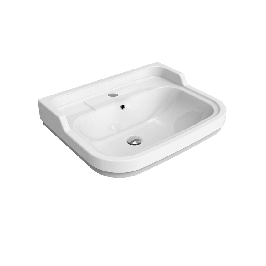 Immagine di Flaminia EFI 64 lavabo sospeso o su colonna 64 cm, con troppopieno, colore bianco finitura lucido 6007