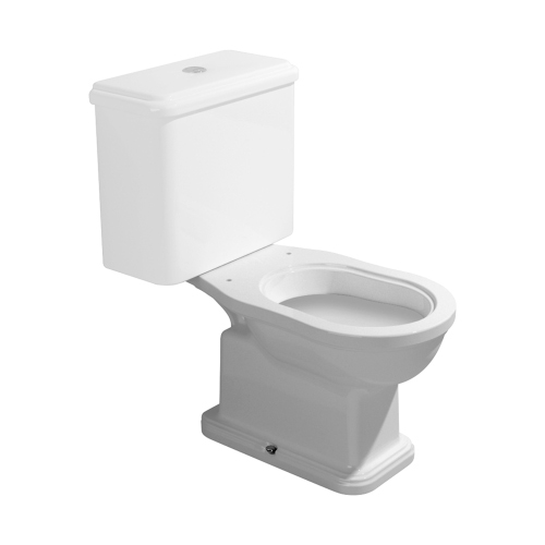 Immagine di Flaminia EFI set sanitari monoblocco, vaso con scarico a pavimento, cassetta di scarico e batteria di scarico doppio flusso, coprivaso finitura noce con discesa rallentata, bidet monoforo con troppopieno, colore bianco finitura lucido 6001+6005+6003+23N/CR