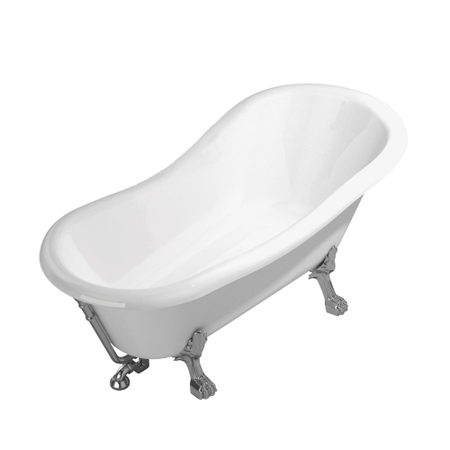 Immagine di Flaminia EVERGREEN vasca free-standing 170 cm, in crystal-tech, colore bianco finitura lucido, piedi finitura cromo EG170CB