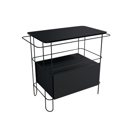 Immagine di Flaminia FILO struttura in acciaio inox, con top in vetro e cassetto per lavabo da appoggio, colore nero finitura opaco FI75SCNE