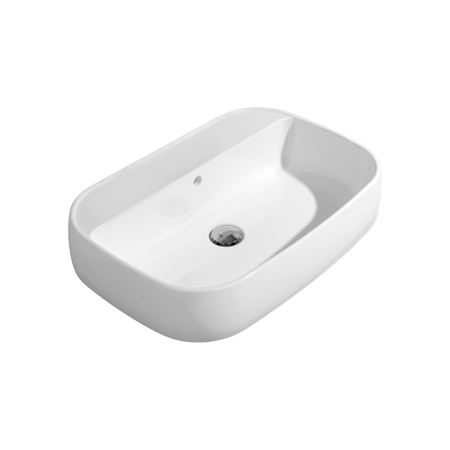 Immagine di Flaminia FLAG lavabo da appoggio o sospeso L.64 cm, con piano rubinetteria e troppopieno, colore bianco finitura lucido FG64L