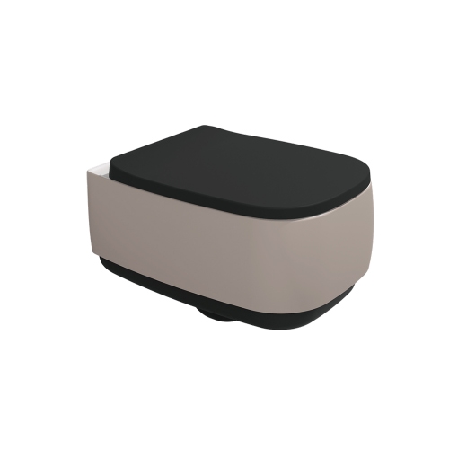 Immagine di Flaminia FLAG vaso sospeso con sistema goclean®, senza sedile, finitura bicolore argilla e carbone opaco FG118GSAC