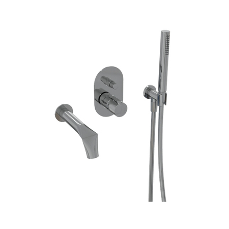 Immagine di Flaminia FOLD set vasca: monocomando incasso con deviatore, bocca di erogazione e doccetta, finitura cromo FL2570