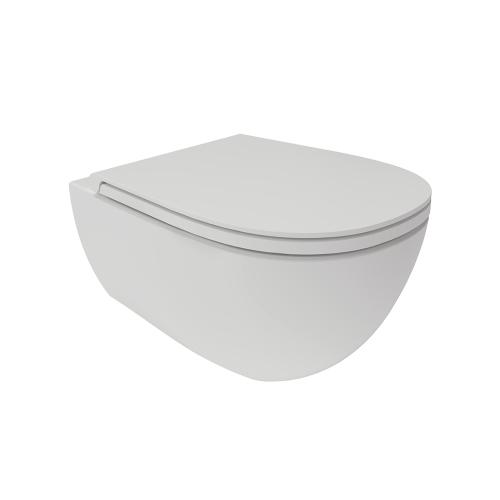Immagine di Flaminia IO 2.0 set sanitari sospesi, vaso con sistema goclean® e coprivaso slim con discesa rallentata, bidet monoforo con troppopieno, colore bianco latte finitura opaco IO118GLAT+IO218LAT+IOCW07LAT