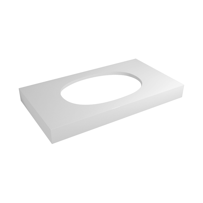 Immagine di Flaminia IO mensola L.100 P.55 con foro centrale per lavabo IO75 (art. IO4275), in pietraluce, colore bianco finitura lucido IO75M4100B