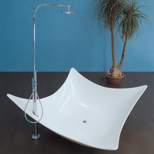 Immagine di Flaminia LEGGERA vasca da appoggio 210 cm, in pietraluce, senza troppopieno, colore bianco finitura lucido LG210B