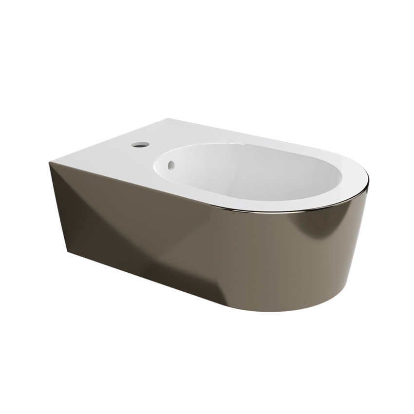 Immagine di Flaminia LINK set sanitari sospesi, vaso con sistema goclean® e coprivaso slim con discesa rallentata, bidet monoforo con troppopieno, interno colore bianco finitura lucido, esterno finitura platino 5051/WCGPLA+5051/BPLA