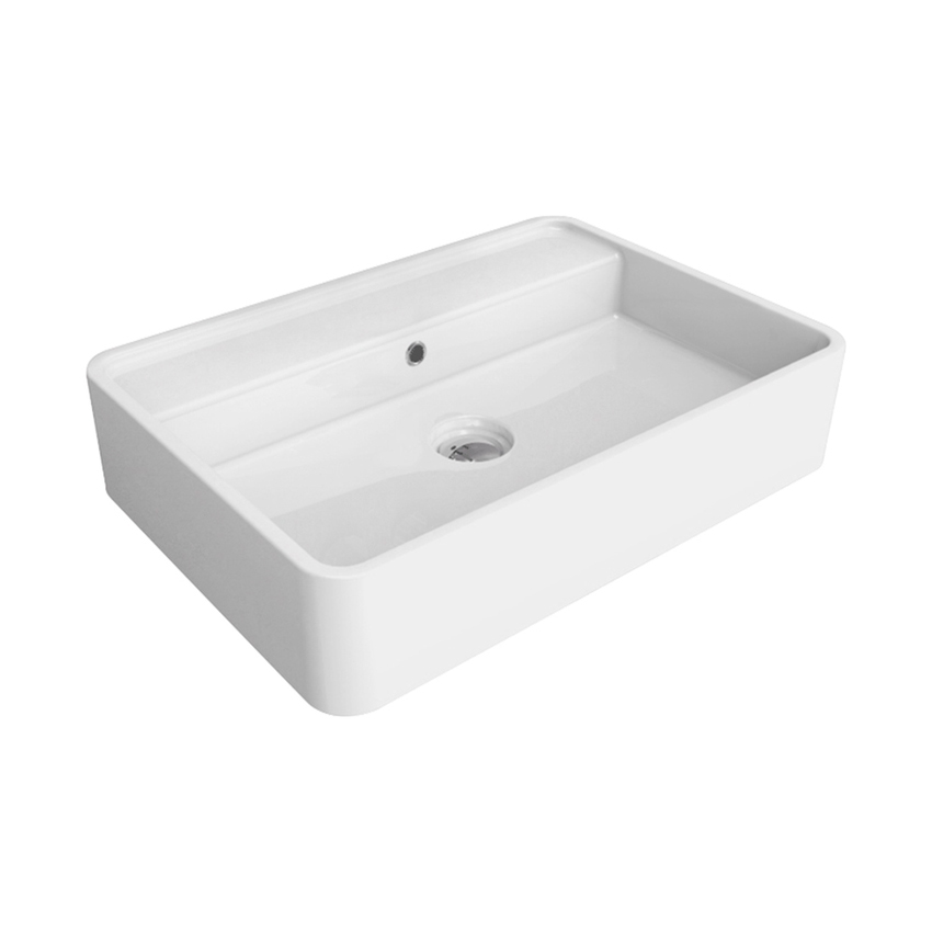 Immagine di Flaminia MINIWASH 60 lavabo 60 cm da appoggio, con piano per rubinetteria, con troppopieno, colore bianco finitura lucido MW60PR