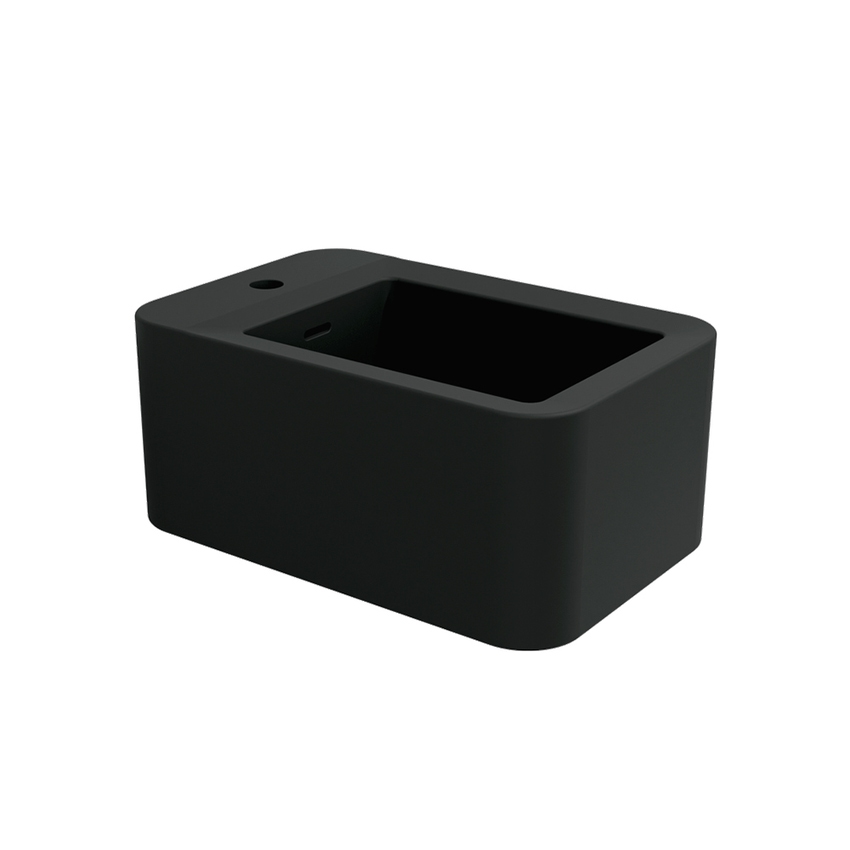 Immagine di Flaminia NILE set completo sanitari sospesi, vaso con sedile a chiusura ammortizzata e bidet monoforo, colore nero finitura opaco, moduli installazione COMBIFIX per parete in muratura 110.790.00.1-NILEN